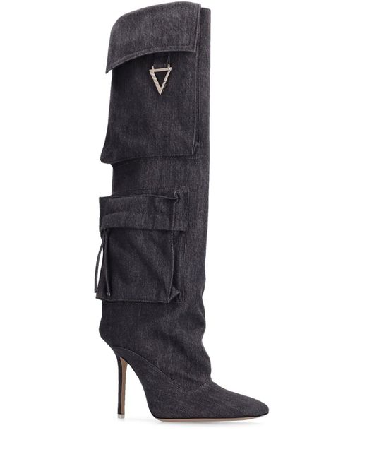 The Attico Gray 105Mm Sienna Denim Tall Boots