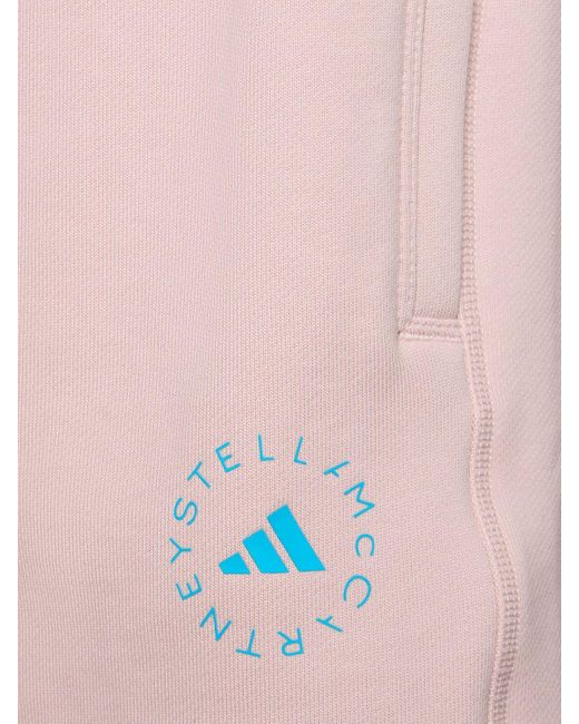Shorts in felpa di cotone di Adidas By Stella McCartney in Pink