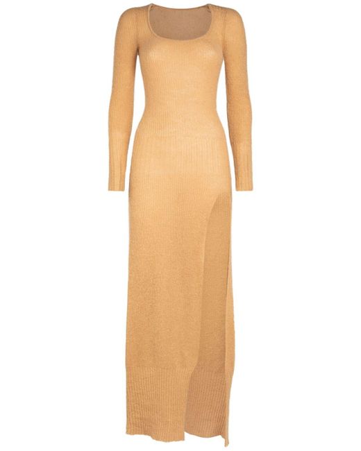 Jacquemus Natural Langes Kleid Aus Alpaka & Mohair "la Robe Dao"