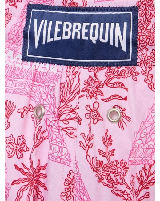 Vilebrequin Pink Moorise Print Stretch Nylon Swim Shorts for men
