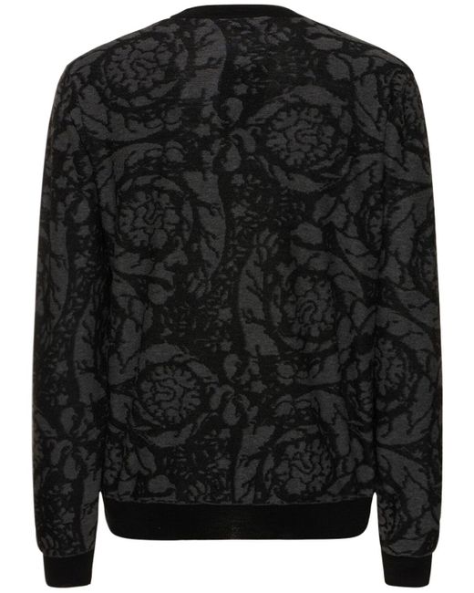 Versace Pullover Aus Woll/baumwollstrick "barocco" in Black für Herren