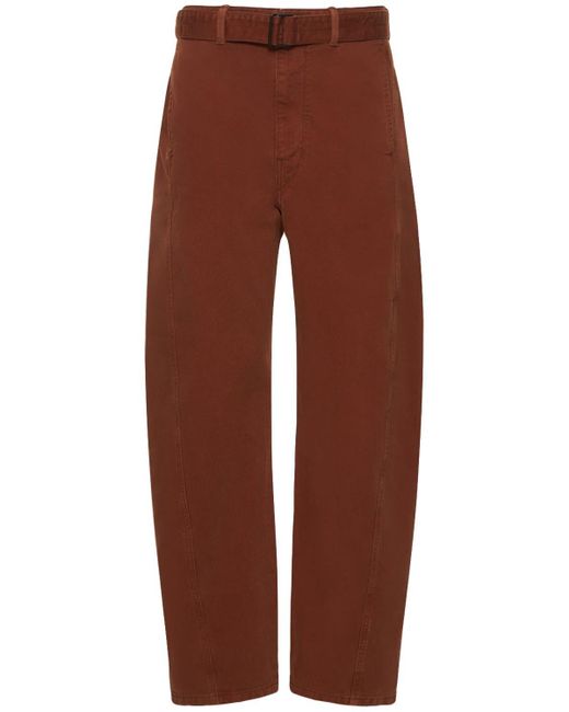 Lemaire Twisted Belted Cotton Pants in Brown | Lyst UK