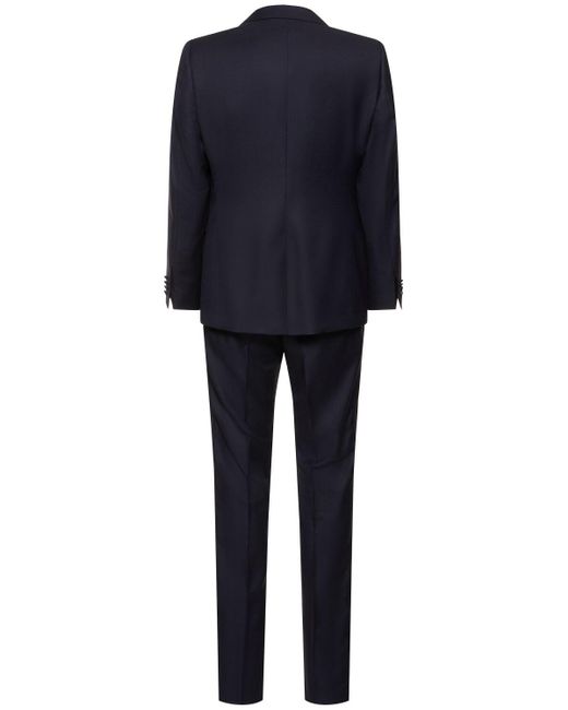 Dolce & Gabbana Blue Wool Pinpoint Tuxedo Suit for men