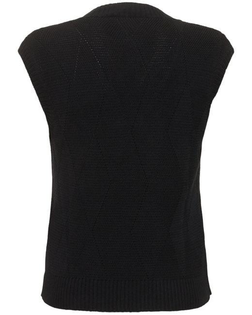 Max Mara Black Zebio Cotton Knit V Neck Vest