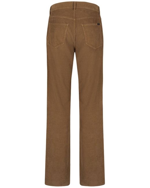 Pantaloni in millerighe di cotone di Saint Laurent in Brown da Uomo