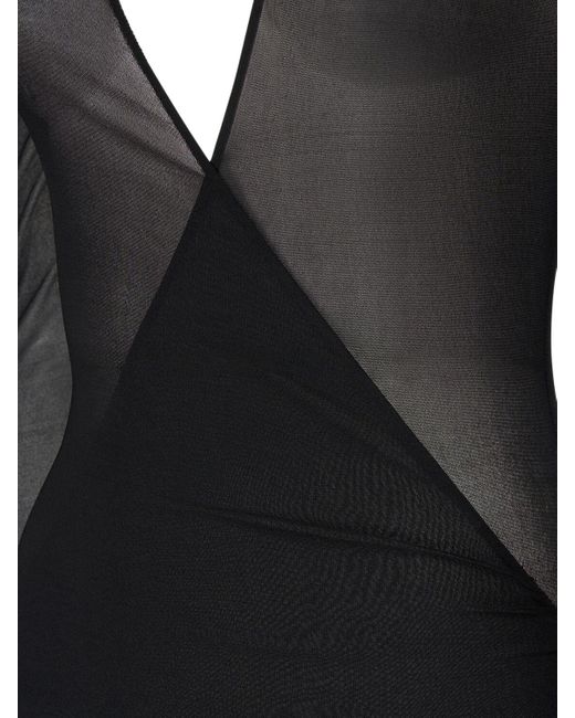 Robe mi-longue en viscose ajourée Saint Laurent en coloris Black