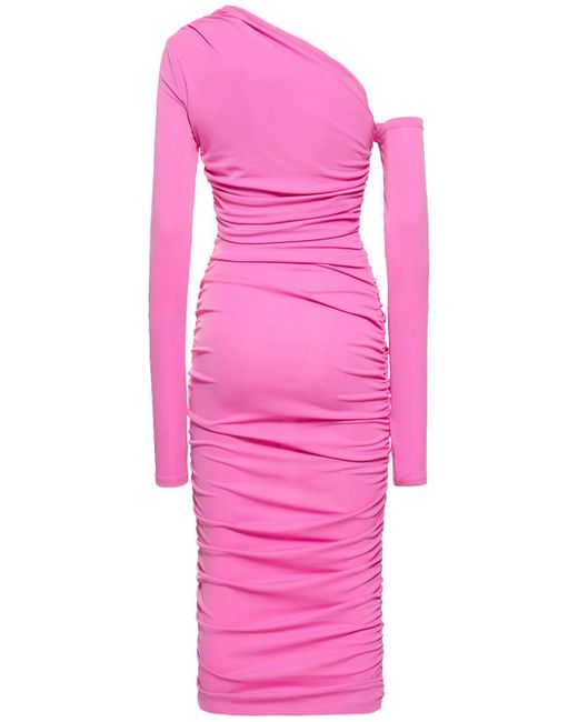 Falda midi asimétrica drapeada ANDAMANE de color Pink