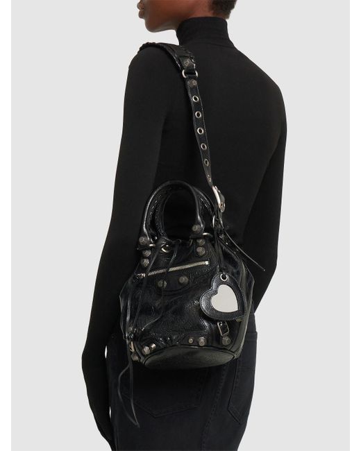 Balenciaga Black S Le Cagole Leather Bucket Bag