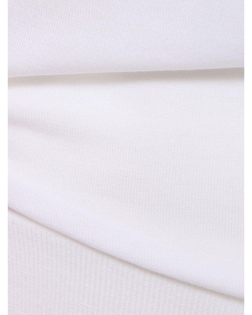 Michael Kors White Cotton Knit Crewneck Long Sleeve Top