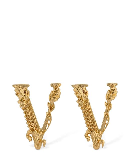 Versace Metallic Virtus Stud Earrings