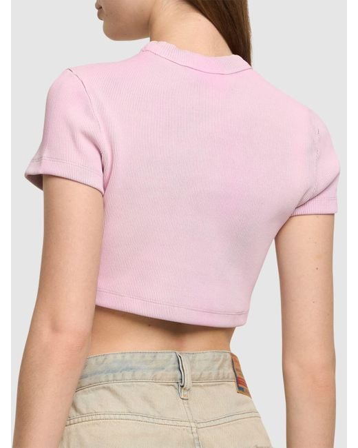T-shirt cropped in cotone di Alexander Wang in Pink