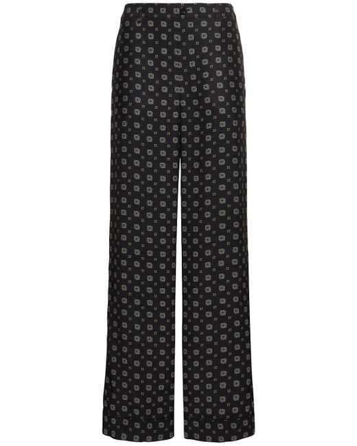 Moschino Black Printed Silk Satin Pants