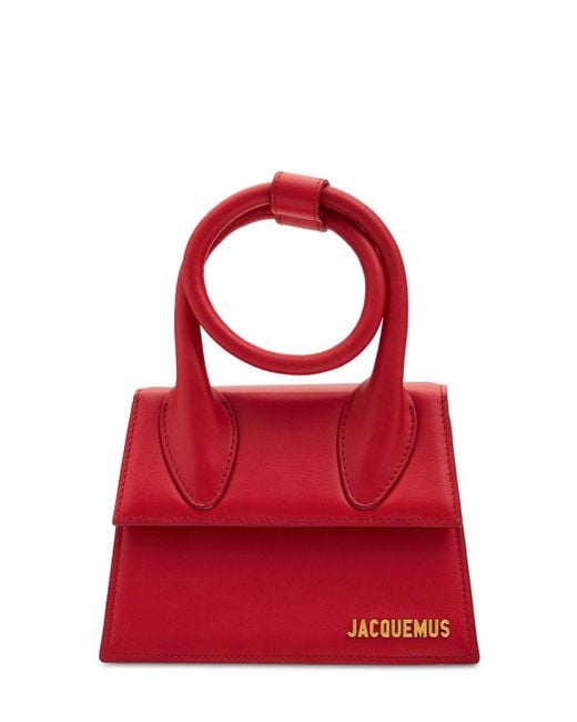 Jacquemus Red Schultertasche Aus Leder "le Chiquito Noeud"