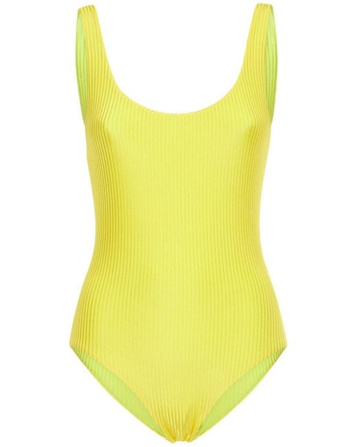 Solid & Striped The Annemarie Reversible Bikini Suit in Yellow/Green ...