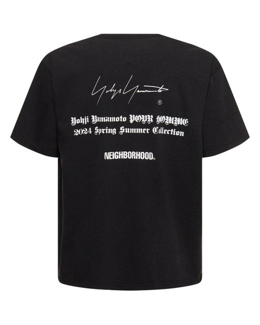 Camiseta de algodón estampado Yohji Yamamoto de hombre de color Black