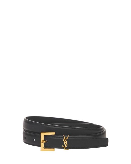 Saint Laurent レザーロゴベルト 20mm Black
