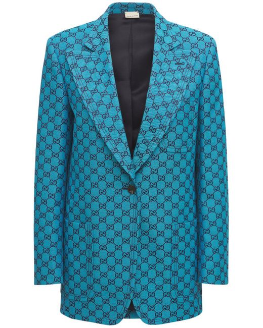 Gucci Gg Multicolor コットンブレンドジャケット Blue