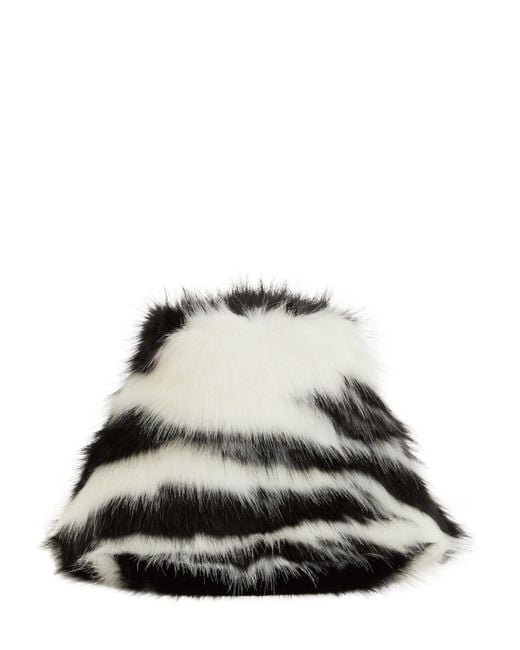 The Attico Multicolor Zebra Faux Fur Bucket Hat