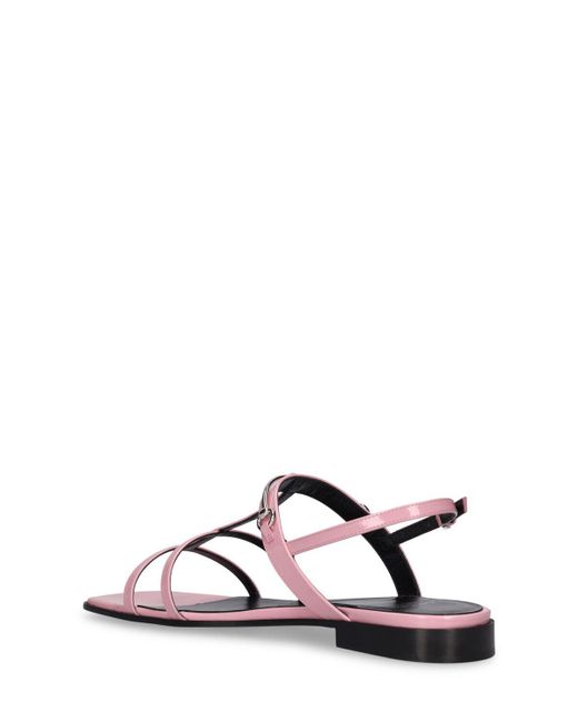 Gucci Pink 15mm Slim Horsebit Leather Flat Sandals