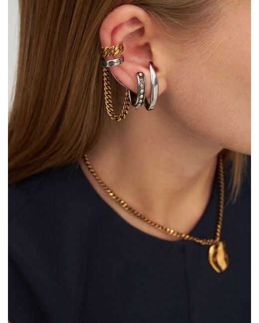 McQueen Punk Hoop & Chain Cuff For Right Ear in Metallic | Lyst