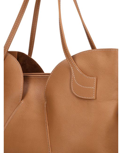 Hereu Brown Large Sepal Distressed Leather Tote Bag
