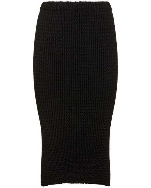 Issey Miyake Black Pleated Midi Skirt