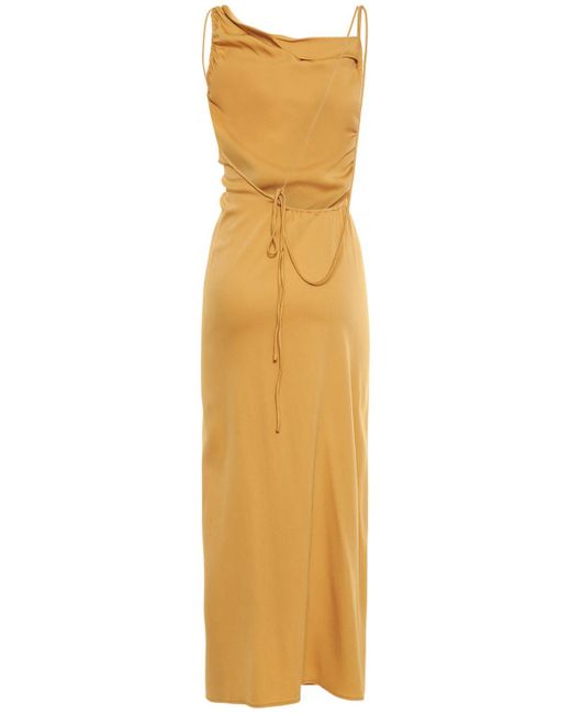 Robe Dos Nu En Viscose Stretch Drapée Christopher Esber en coloris Metallic