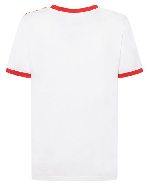 Balmain White Logo Print Jersey T-shirt