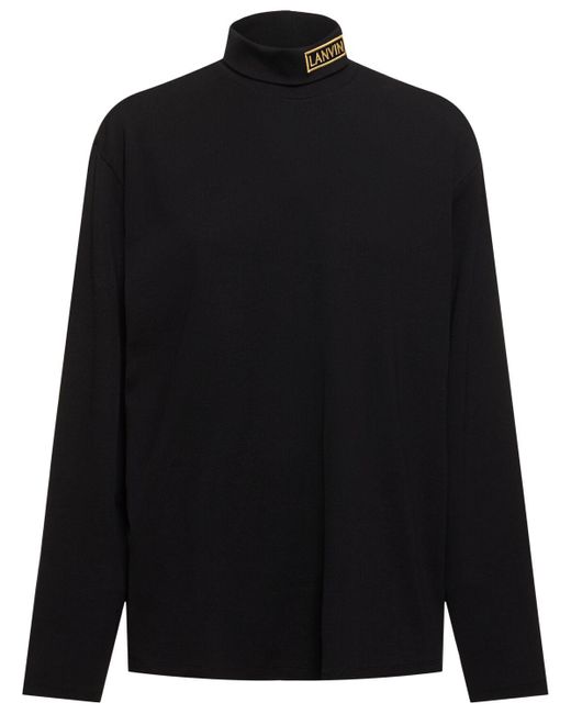 Camiseta de jersey con cuello alto y manga larga Lanvin de color Black