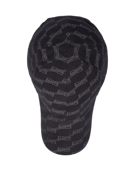 Balenciaga Black Bb Logo Printed Cotton Cap for men