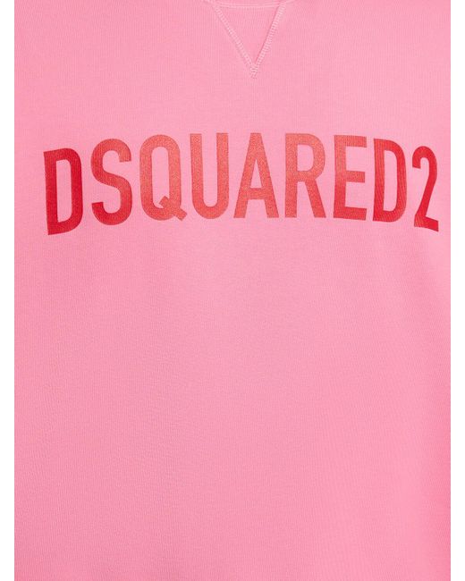 DSquared² Pink Logo Cool Fit Cotton Crew Sweatshirt for men