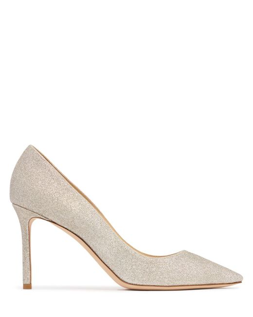Donna Décolleté Glitter Romy 85Mm di Jimmy Choo in Natural