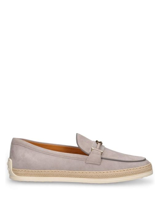 Tod's Brown T Ring Suede & Rubber Loafers