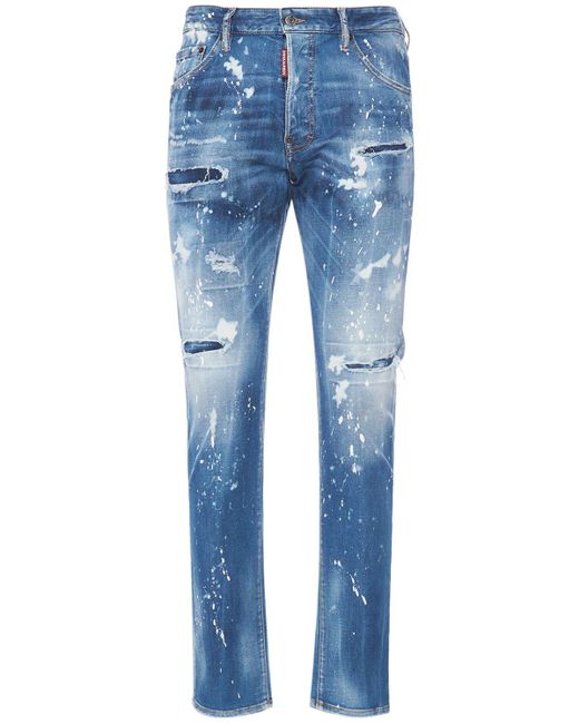 Jeans cool guy in denim di cotone stretch di DSquared² in Blue da Uomo