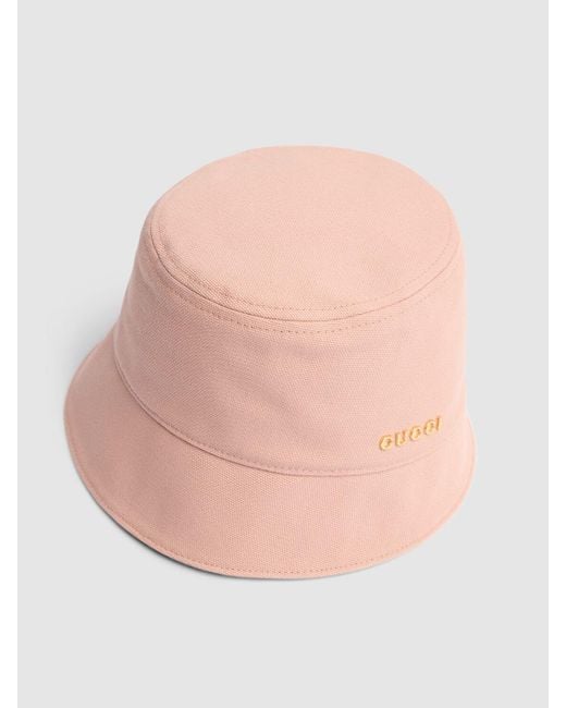 Cotton bucket hat di Gucci in Pink