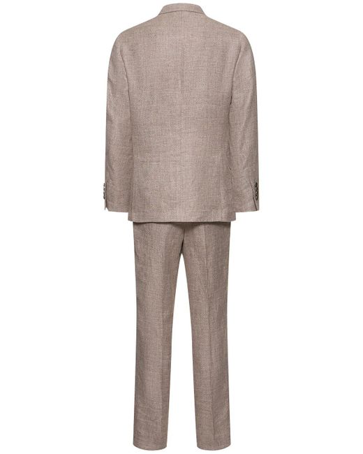メンズ Brunello Cucinelli Linen Blend Double Breast Suit Natural