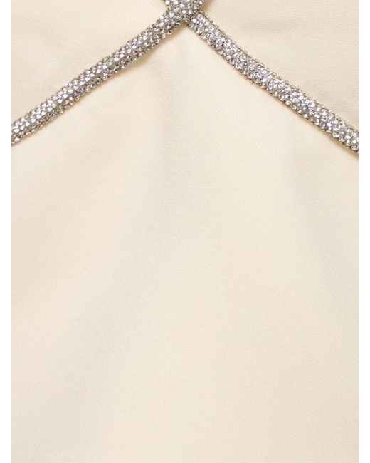 Zuhair Murad Natural Cropped Cady Top W/ Crystal Details