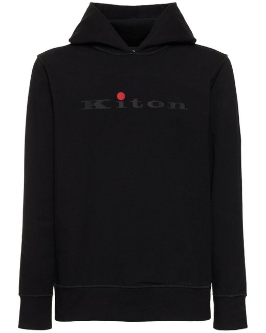 Kiton Kapuzen-sweatshirt Aus Baumwolle Mit Logo in Black für Herren