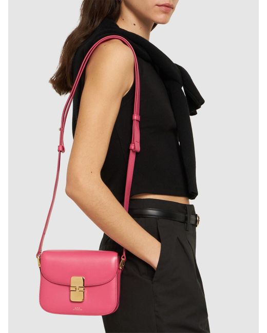 A.P.C. Pink Mini Grace Leather Shoulder Bag
