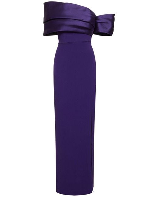 Solace London Purple Alexis Off-The-Shoulder Maxi Dress