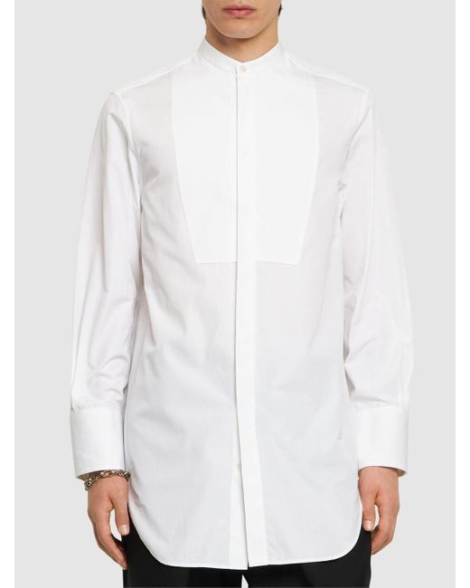 Jil Sander White Oversize Cotton Poplin Plastron Shirt for men