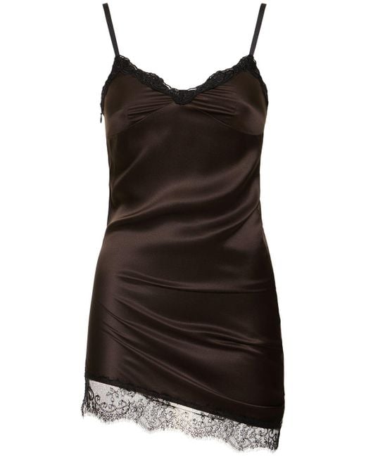 The Attico Black Minikleid Aus Baumwollpopeline Mit Spitzenbesatz