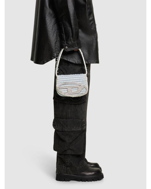 DIESEL Gray 1dr Cotton Denim Shoulder Bag for men
