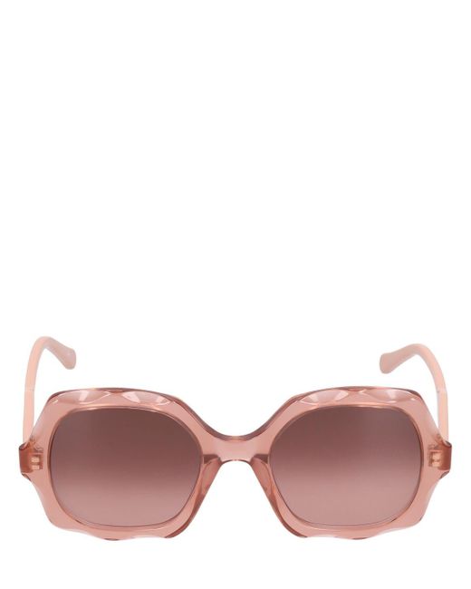 Chloé Pink Scalloped Squared Bio-acetate Sunglasses