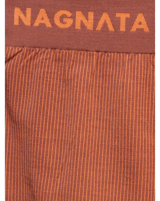 Nagnata Brown Yang Rib Knit Wool Blend leggings