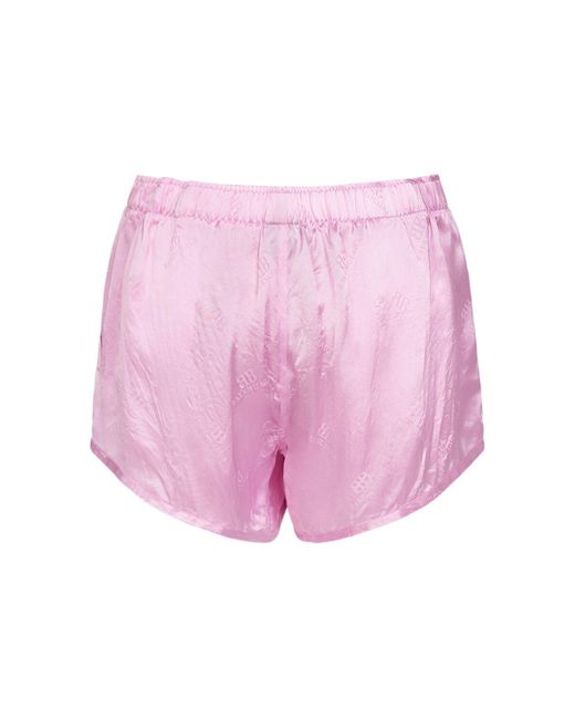 Short de running en soie jacquard Balenciaga en coloris Pink