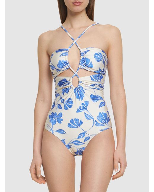PATBO Blue Nightflower Printed Swimsuit