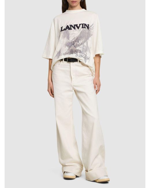 Lanvin Multicolor Kurzärmliges T-shirt Aus Bedruckter Baumwolle