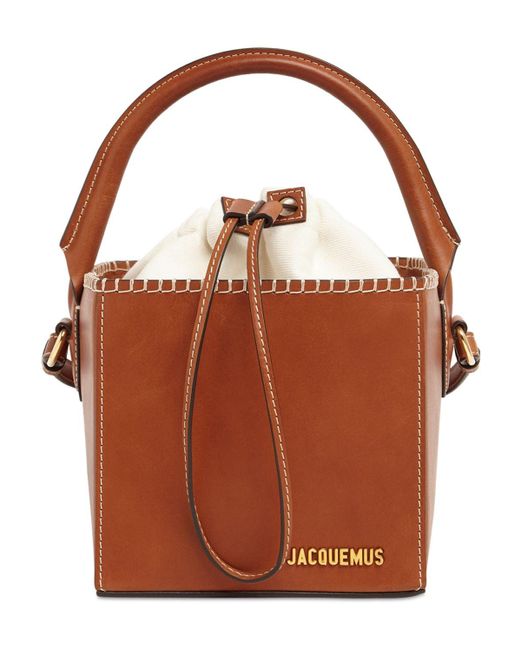 Jacquemus Brown Le Seau Carre Square Leather Bucket Bag