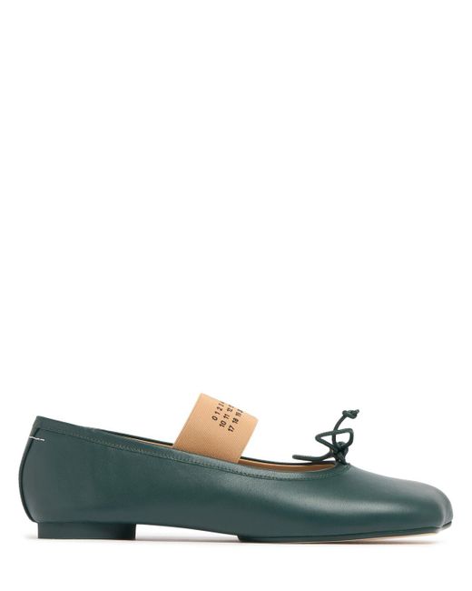 MM6 by Maison Martin Margiela Green 10Mm Leather Ballerina Flats Gables